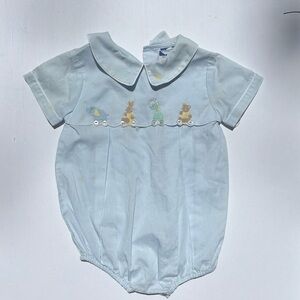 Vintage Carriage Boutique by Friedknit Creations Smocked Baby Boy Bubble Romper